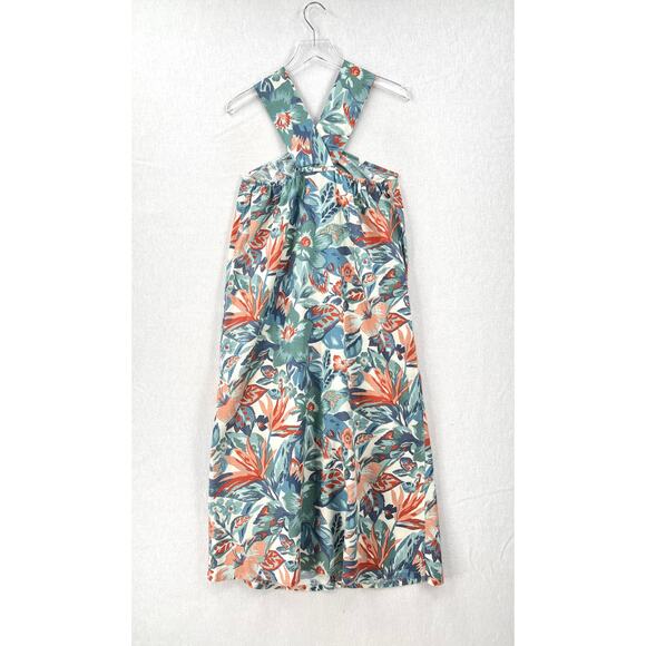 FAHERTY Bay Twist Dress Women Small Floral Print Blue Halter Maxi Sleeveless NEW - Picture 5 of 16